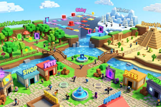 create 3d roblox game map, 3d model, props and object
