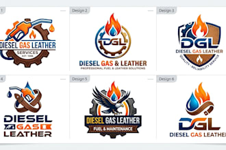 create a professional diesel, gas, and leather logo