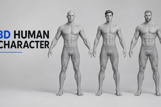 create realistic 3d human character humanoid models and detailed 3d sculpt