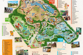 design a custom zoo map, wildlife park map and visitor guide