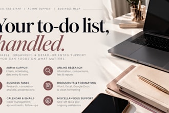 virtual assistant for admin, research and business support