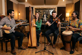 record professional harp fiddle djembe bouzouki for your song