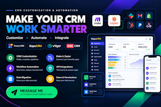 customize crm system, twenty crm espocrm vtiger suitecrm make automation, zapier