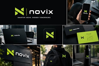design a modern tech startup logo with brand identity