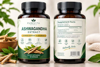 do product label design, supplement label design and bottle label design