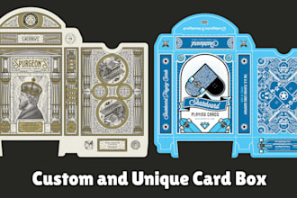 design custom card box, tuck box, packaging box design, card frame, box mockup