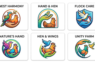 design a chicken, bird, and hand logo
