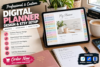 design etsy digital planner templates and setup your store