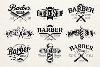 design retro vintage badge emblem barber and barbershop logo