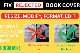 fix error, modify, resize, edit, ebook cover, KDP cover, design book cover