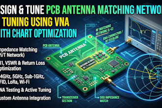 design and tune pcb antenna matching network, rf tuning using vna, smith chart