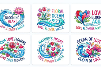 design a love, flower, and water logo