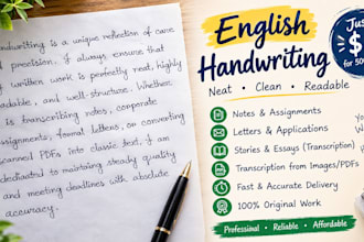 professional english handwriting and document transcription