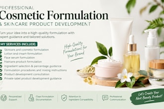develop custom cosmetic, skincare and beauty product formulations