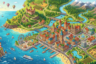 design illustrated map, city guide, custom landmark map and venue map