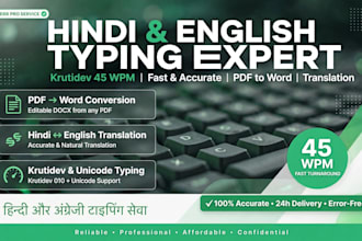 do fast hindi krutidev and english typing and translation