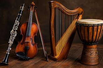 record clarinet, fiddle, harp, djembe for your song