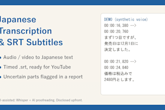 transcribe japanese audio or video and create srt subtitles