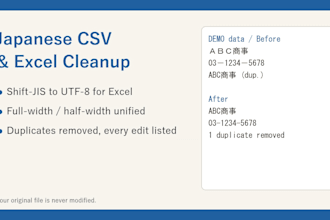clean and deduplicate your japanese CSV or excel data
