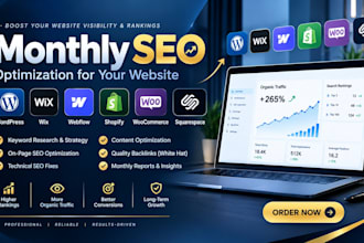 optimize wordpress wix webflow shopify woocommerce squarespace monthly seo