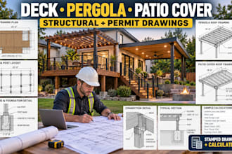 design deck pergola patio cover structural permit drawings and stamped drawings