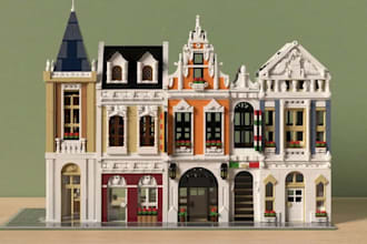 design custom lego moc bike, car, house and minifigure with manual