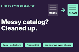 clean up your shopify products, tags, collections and product SEO