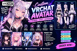 customize a cute anime vrchat avatar with outfits and accessories