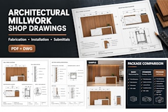 draft architectural millwork shop drawings for fabrication, installation