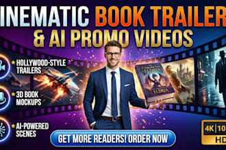 create a cinematic book trailer video and book promo for your novel