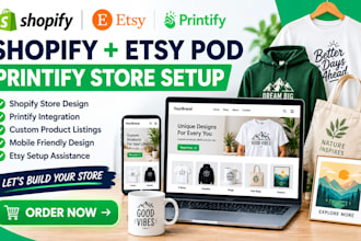 design high converting shopify, etsy, pod dropshipping shopify, printify
