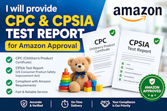 provide CPC and cpsia test report for amazon approval