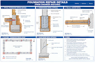 foundation repair details, engineer sketch, , crack repair