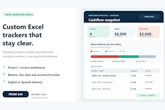 build or fix a custom excel project and invoice tracker