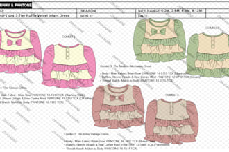 design a professional baby dress tech pack and bill of materials