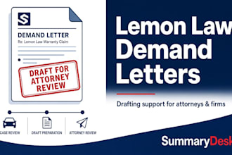 draft lemon law demand letters for attorneys and law firms