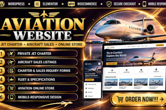 build a private jet charter, aircraft sales and aviation website