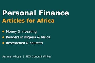 write personal finance and money articles for african readers
