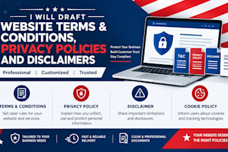 draft website terms and conditions, privacy policies and disclaimers