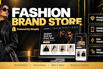 design a shopify fashion store for clothing, streetwear apparel shopify brands