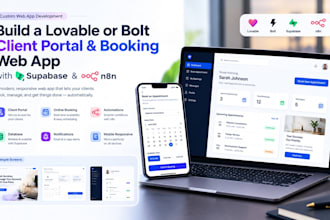 build lovable base44 or bolt client portal and booking web app with supabase n8n