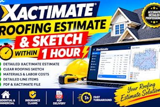 write an xactimate roofing estimate and sketch within 1 hour
