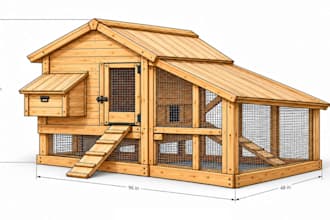 draw detailed chicken coop plans, DIY woodworking cut lists and assembly guides