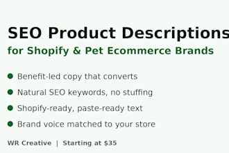 write SEO product descriptions for shopify stores and pet ecommerce brands
