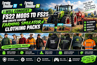 convert fs22 mods to fs25 and create custom farming simulator clothing packs