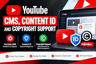 provide youtube cms, content id, and copyright support