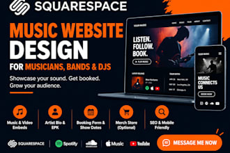 design a squarespace music website for musicians, bands and djs