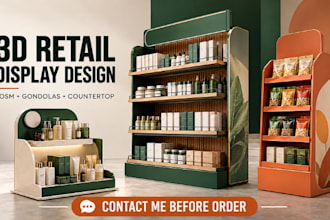 design 3d retail product display stands, posm, gondolas and counter top displays