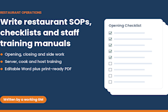 write restaurant sops, checklists and staff training manuals