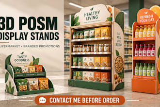 develop 3d posm retail product display stands for supermarket branded promotions